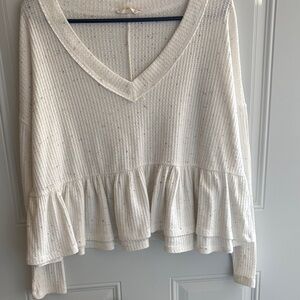 Altar'd State Cream Textured Ruffle Top